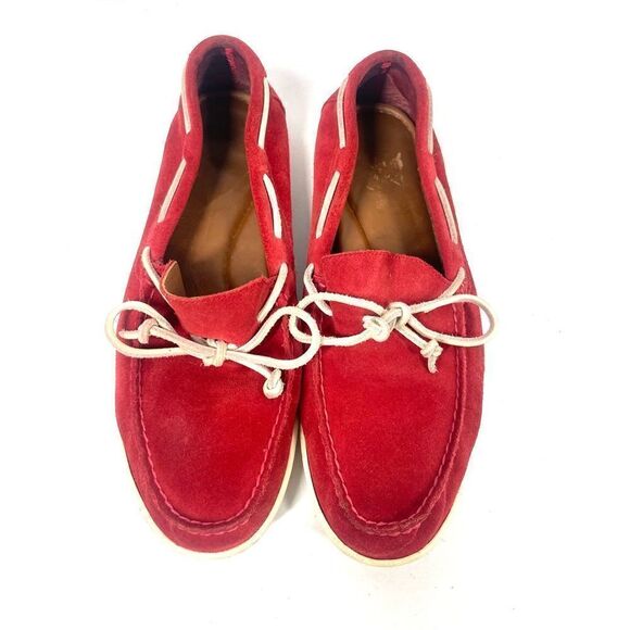 Polo Ralph Lauren KALWORTH Shoes Red Suede Leather Loafer Moccasins M’en 9.5 main image 4